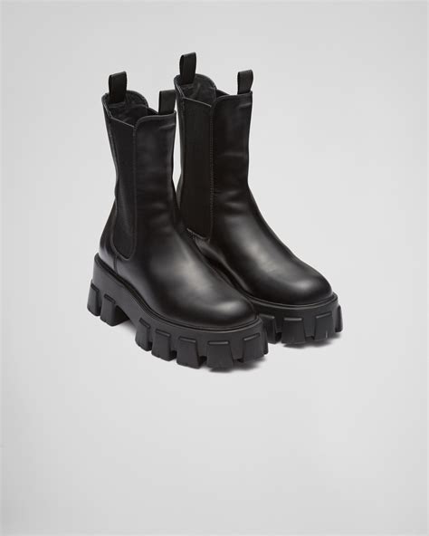 prada monolith brushed leather boots|prada monolith tall boots.